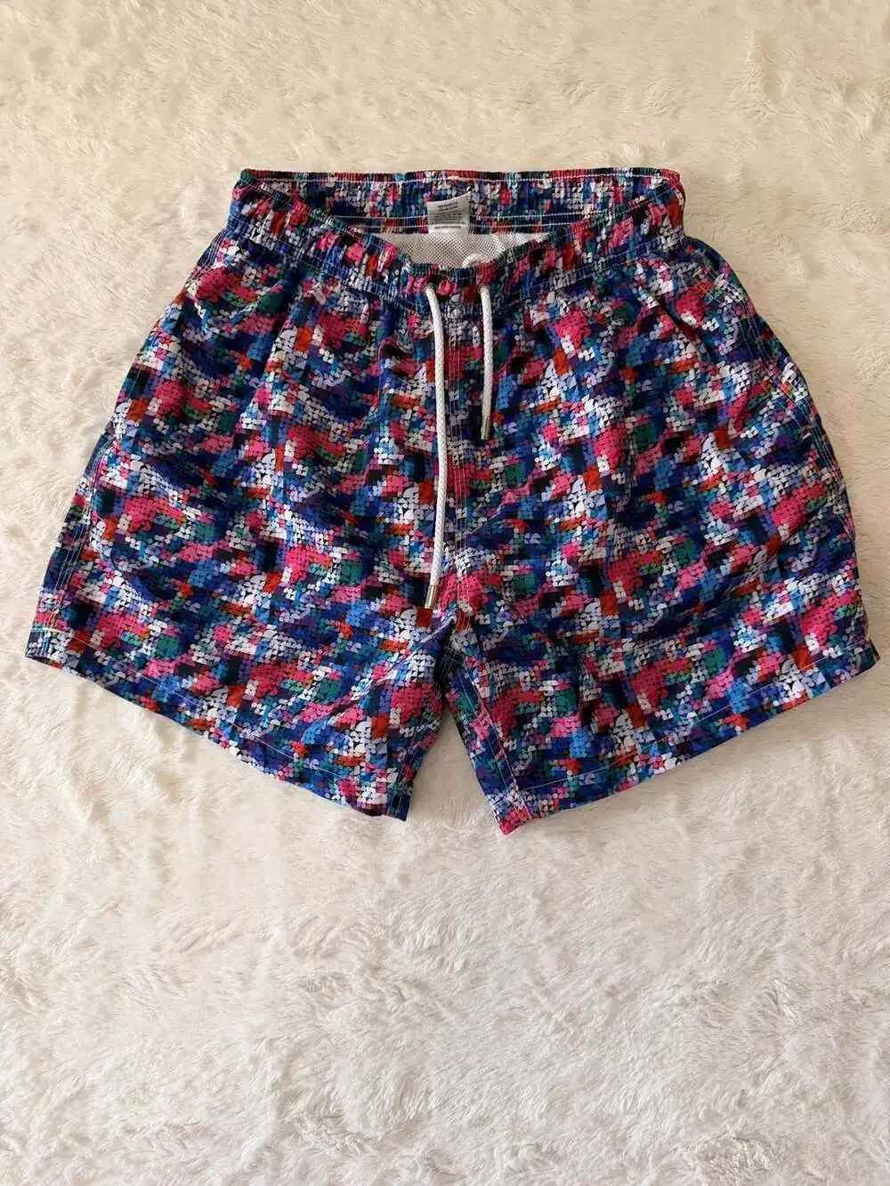 BERTIGO Men’s Large Geometric Mosaic Print Swim Trunks Mesh Lining